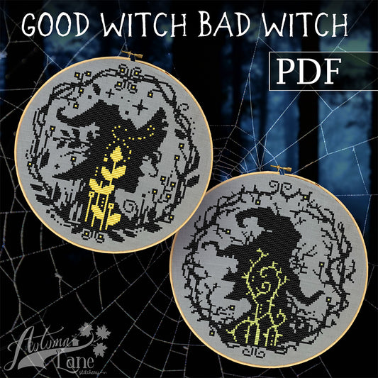 Good Witch Bad Witch Cross Stitch Pattern - Digital Download