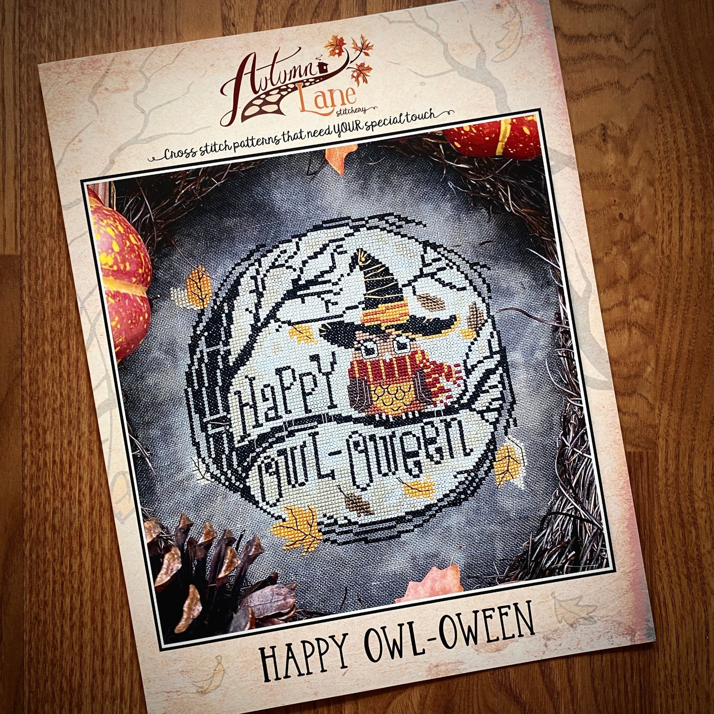 Happy Owl-Oween Cross Stitch Pattern - Physical Leaflet