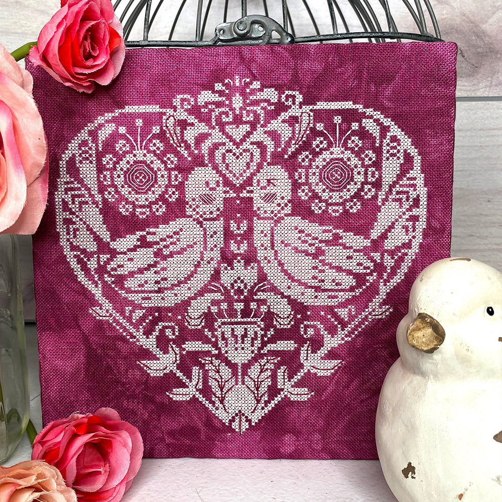 Love Birds Cross Stitch Pattern - Physical Leaflet