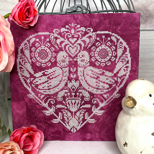 Love Birds Cross Stitch Pattern - Physical Leaflet