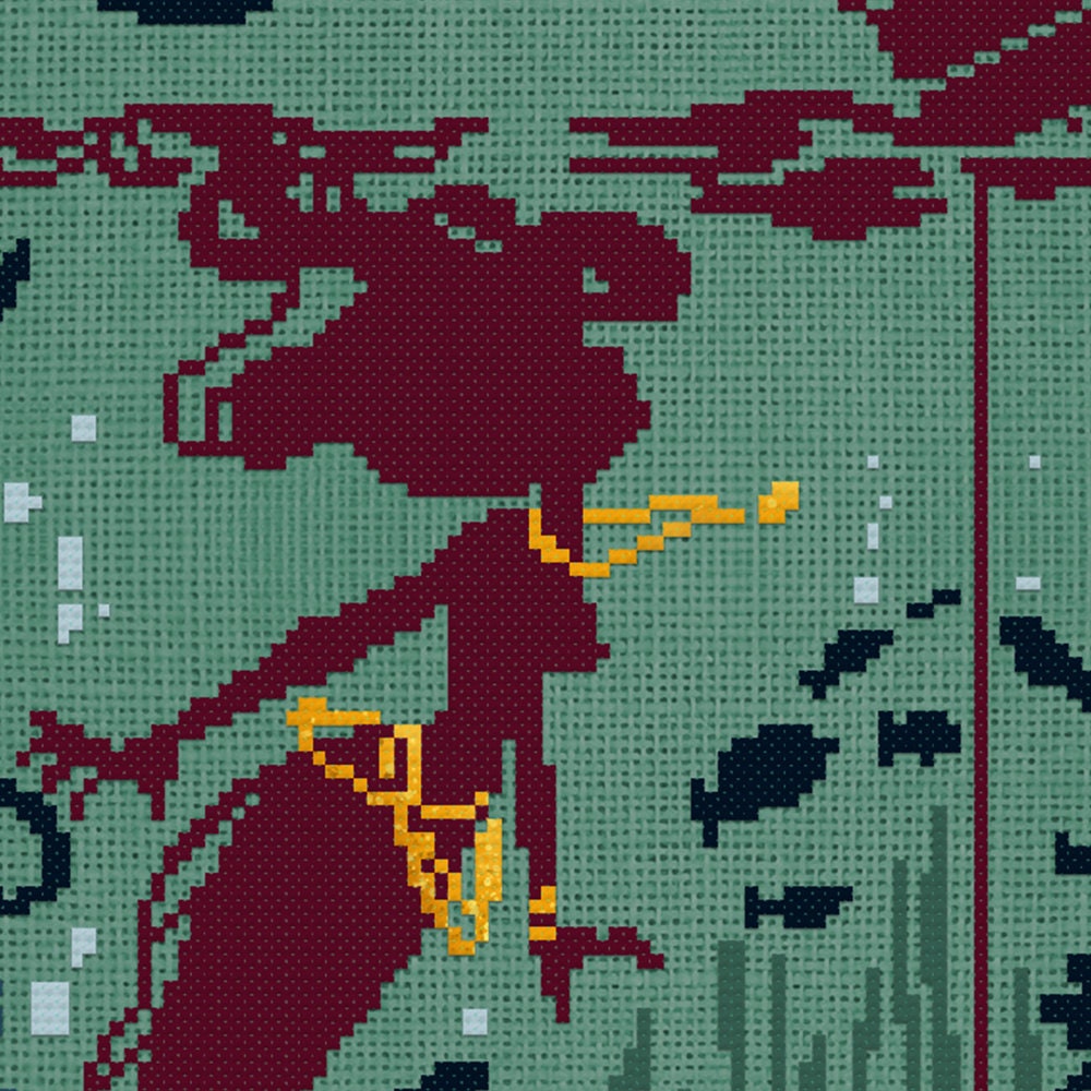 The curious Mermaid Cross Stitch Pattern - Digital Download