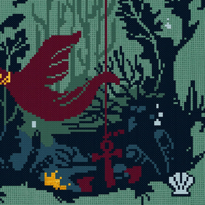 The curious Mermaid Cross Stitch Pattern - Digital Download