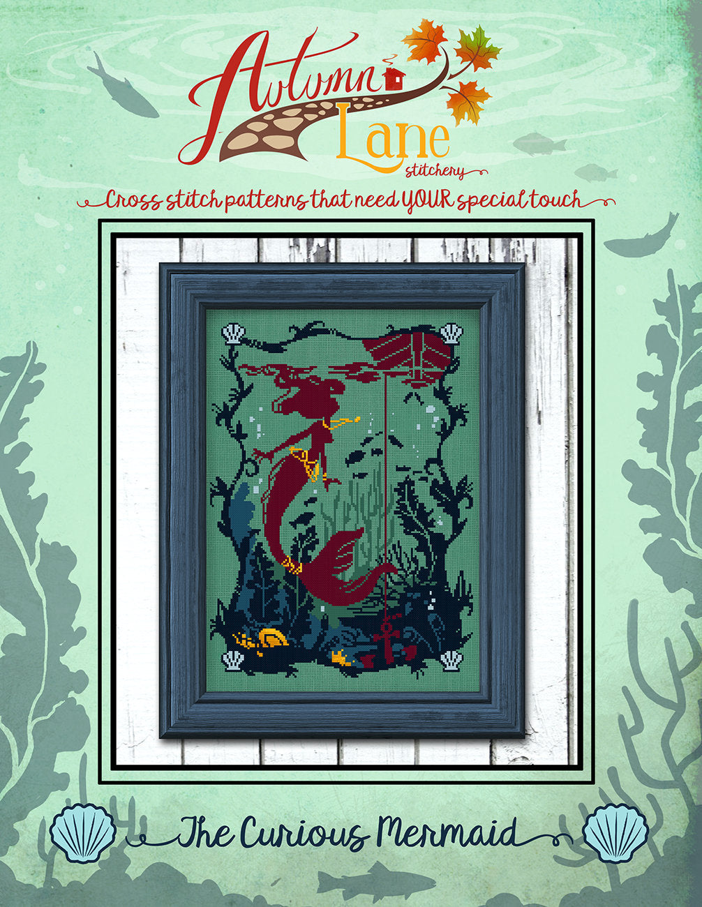 The curious Mermaid Cross Stitch Pattern - Digital Download
