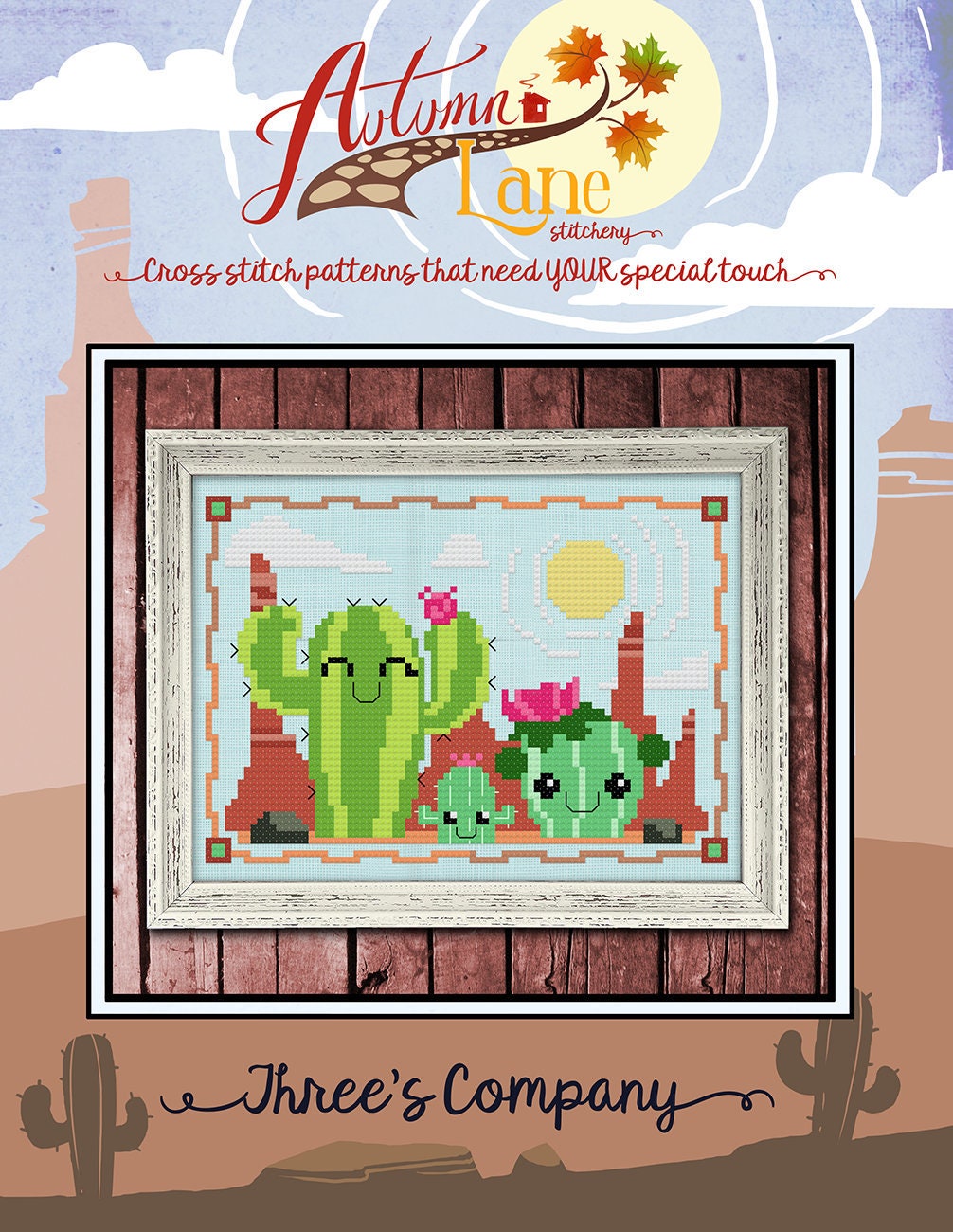 Three's Company Cross Stitch Pattern - Physical Leaflet
