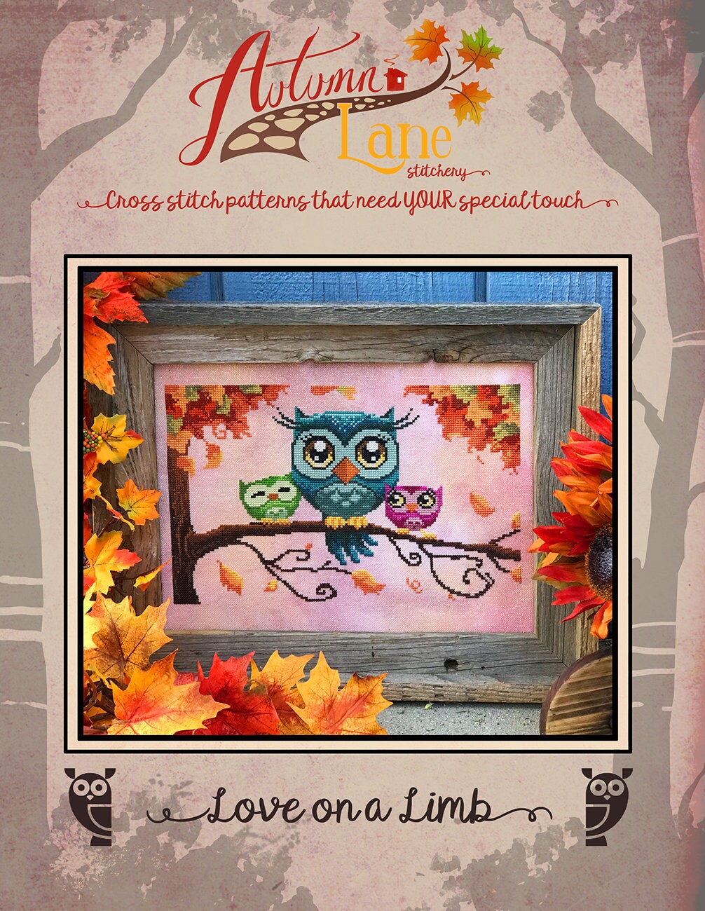 Love on a Limb Cross Stitch Pattern - Physical Leaflet