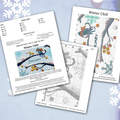 Winter Chill January Cross Stitch Pattern - Digital Download