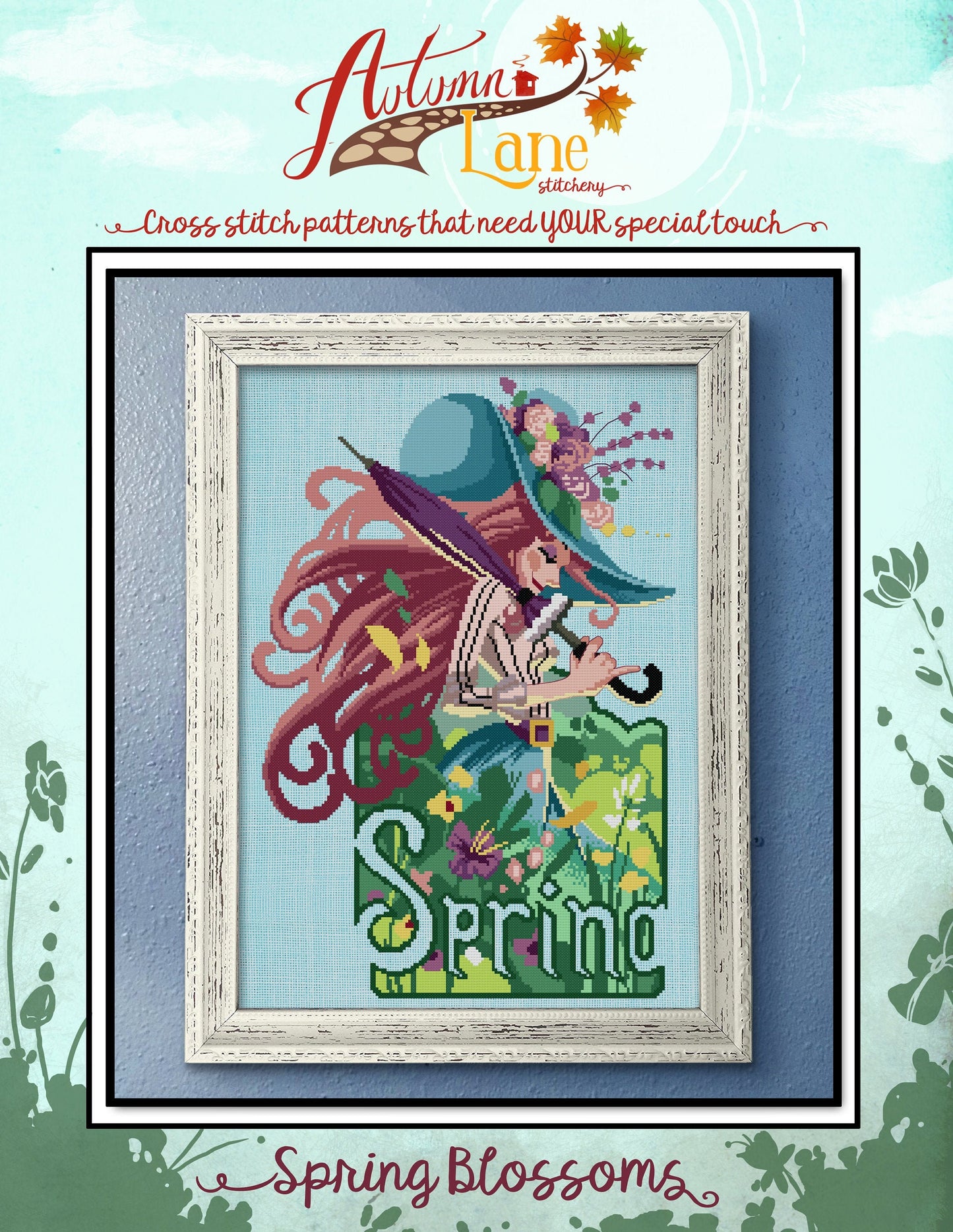 Spring Blossoms Cross Stitch Pattern - Physical Leaflet