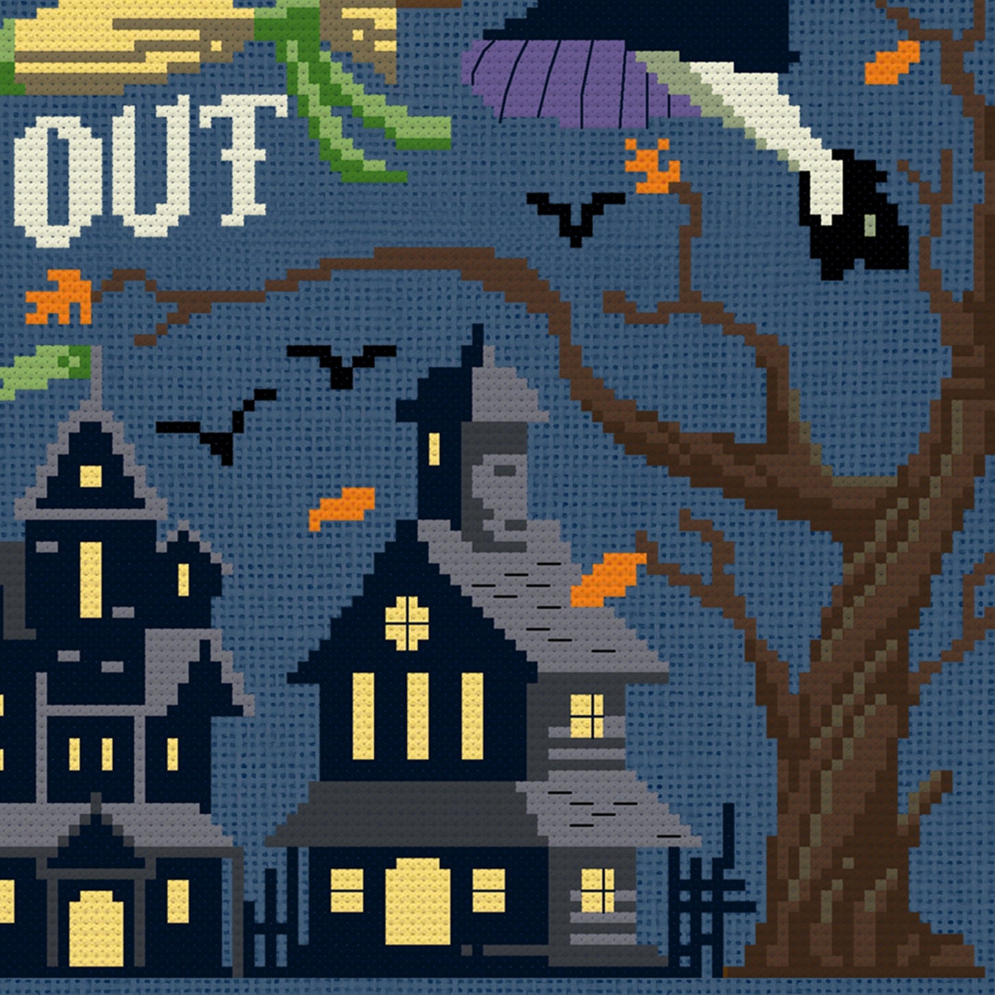 Moons' Out Brooms Out Cross Stitch Pattern - Digital Download
