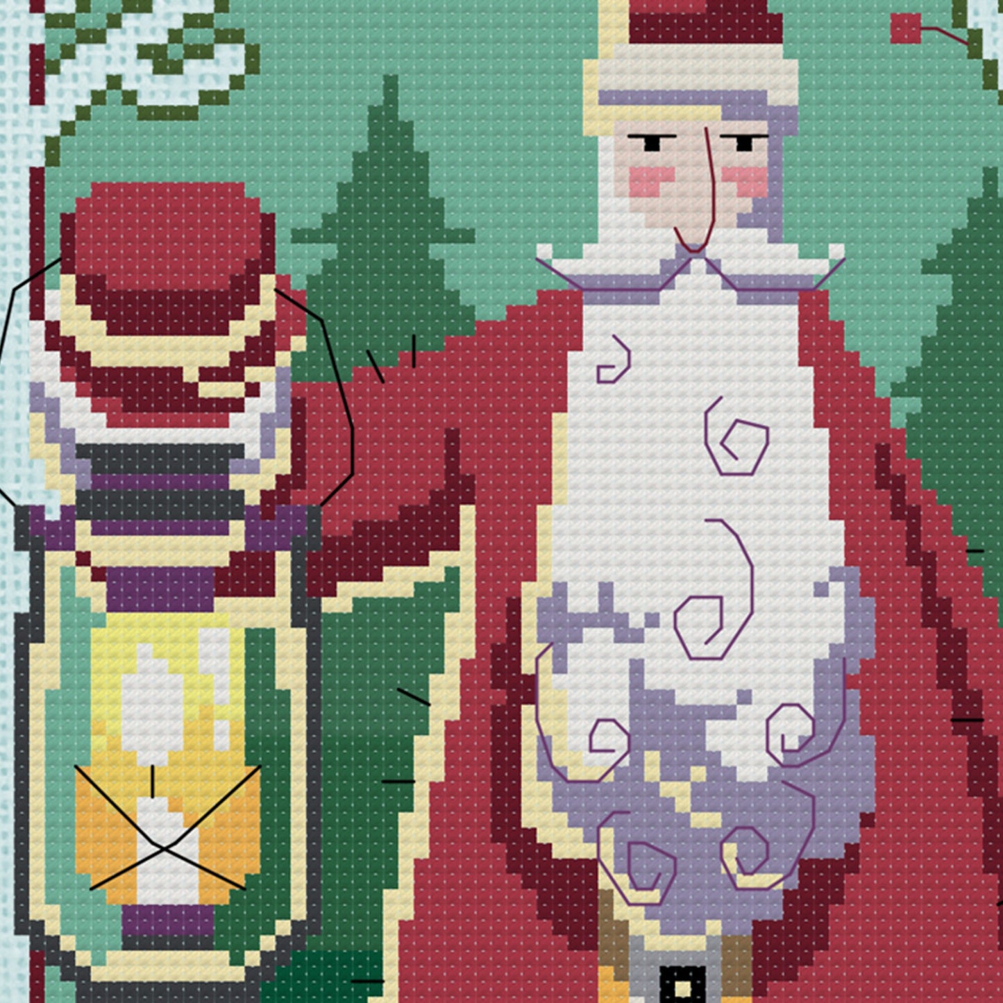 Woodland Santa Cross Stitch Pattern - Printed Leaflet