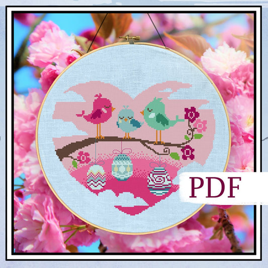 Easter Tree Cross Stitch Pattern - Digital Download