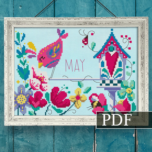 May Flowers Cross Stitch Pattern - Digital Download