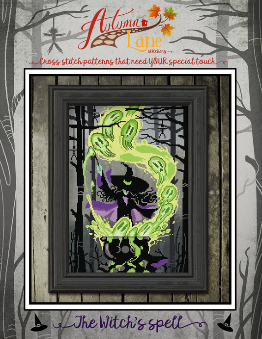 The Witch's Spell Cross Stitch Pattern - Physical Leaflet