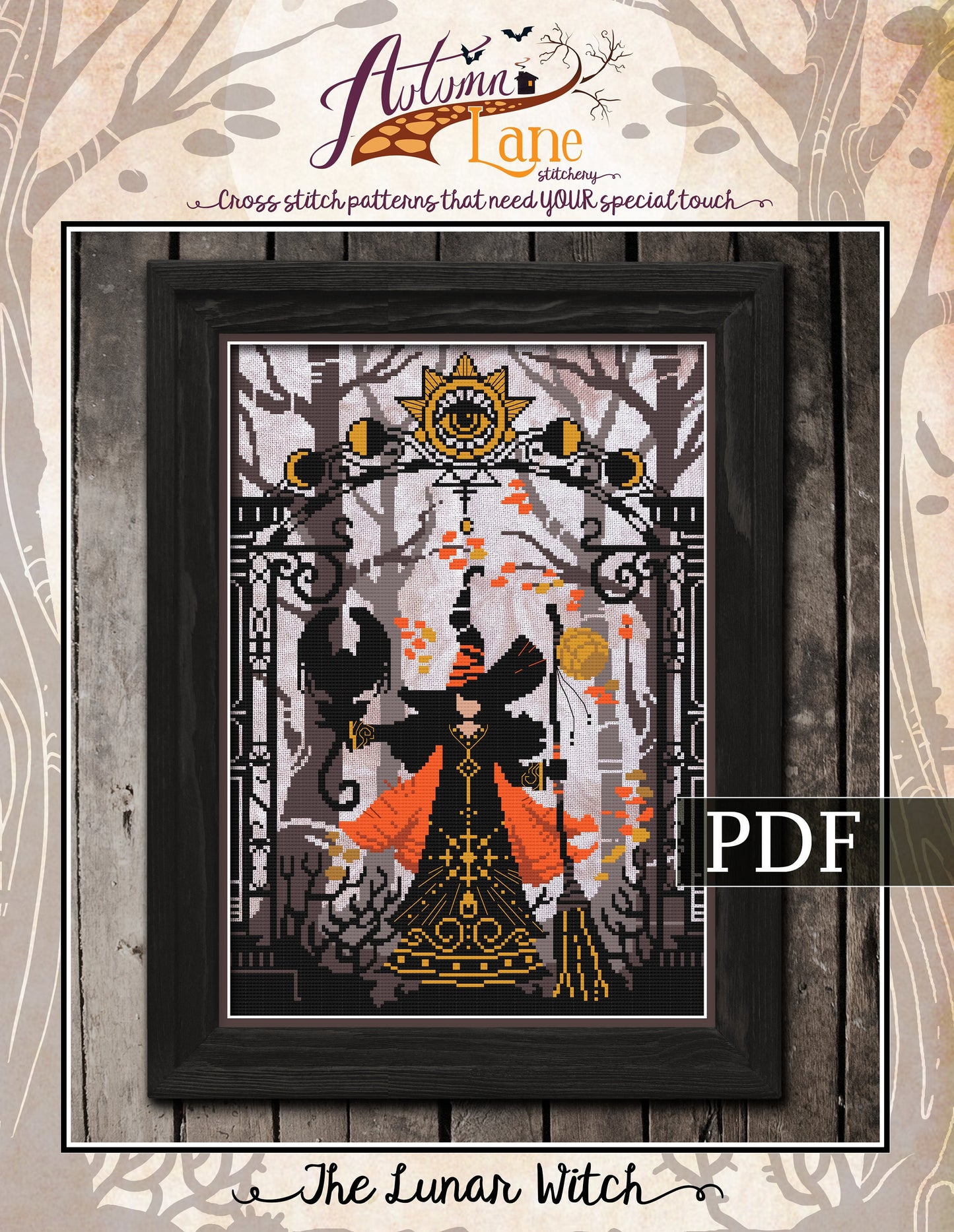 Lunar Witch Cross Stitch Pattern - Digital Download