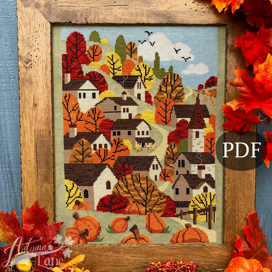 Autumn Towne Cross Stitch Pattern - Digital Download