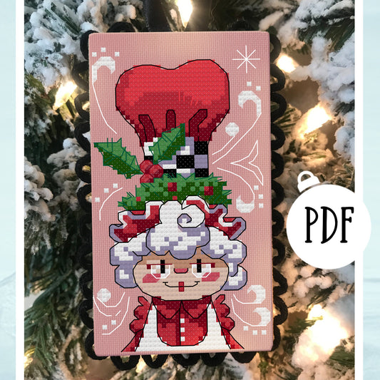 Mrs. Claus Ornament Cross Stitch Pattern - Digital Download