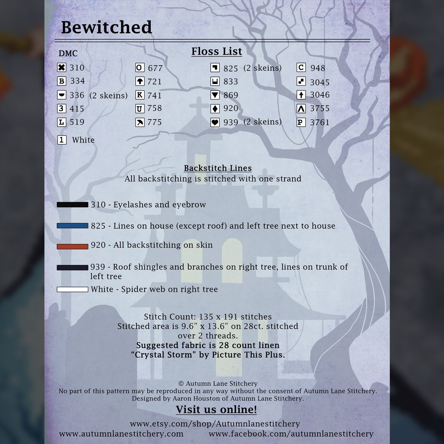 Bewitched Cross Stitch Pattern - Physical Leaflet