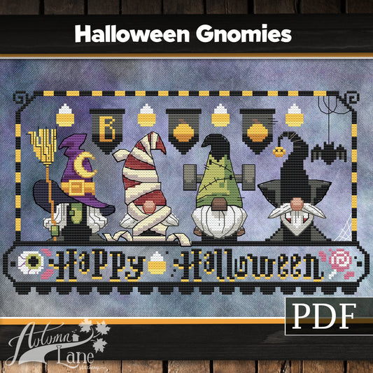 Halloween Gnomies Cross Stitch Pattern - Digital Download