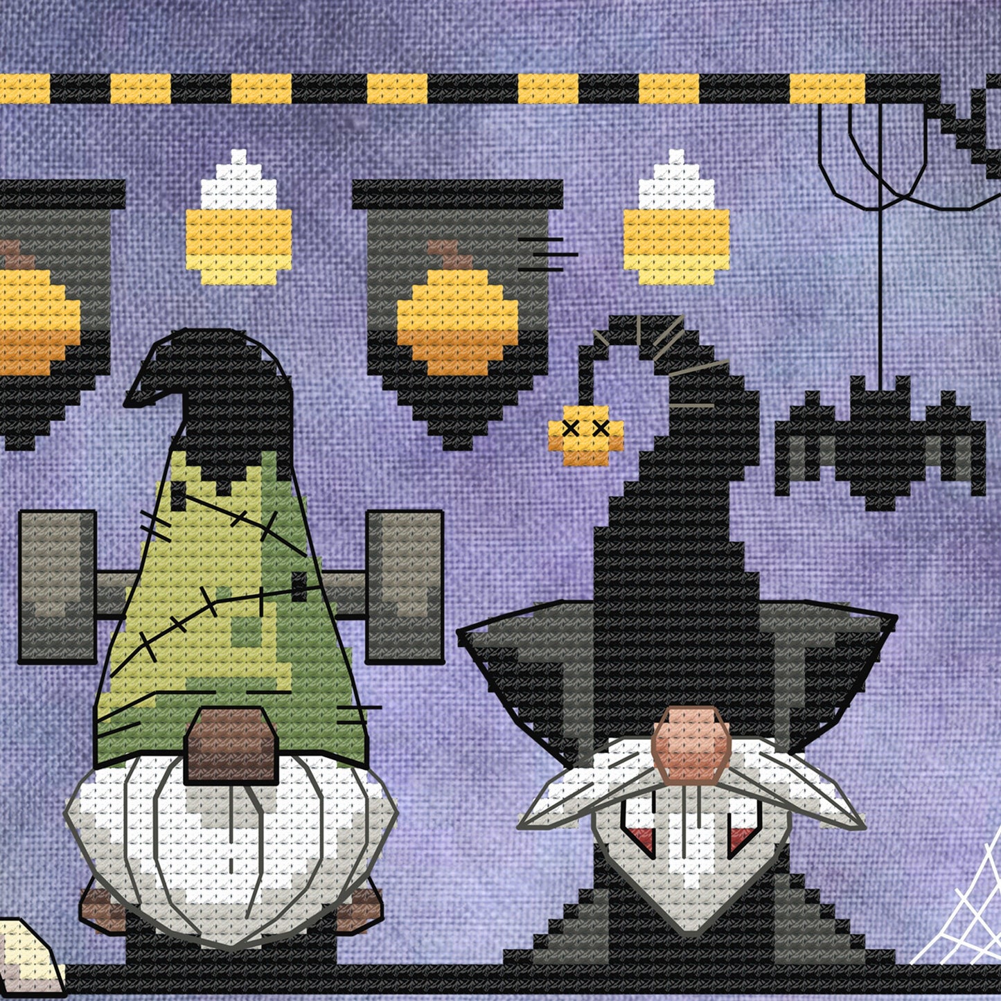 Halloween Gnomies Cross Stitch Pattern - Physical Leaflet