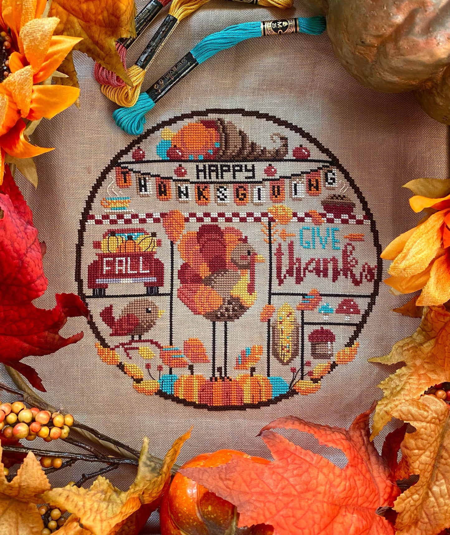Give Thanks Cross Stitch Pattern - Digital Download