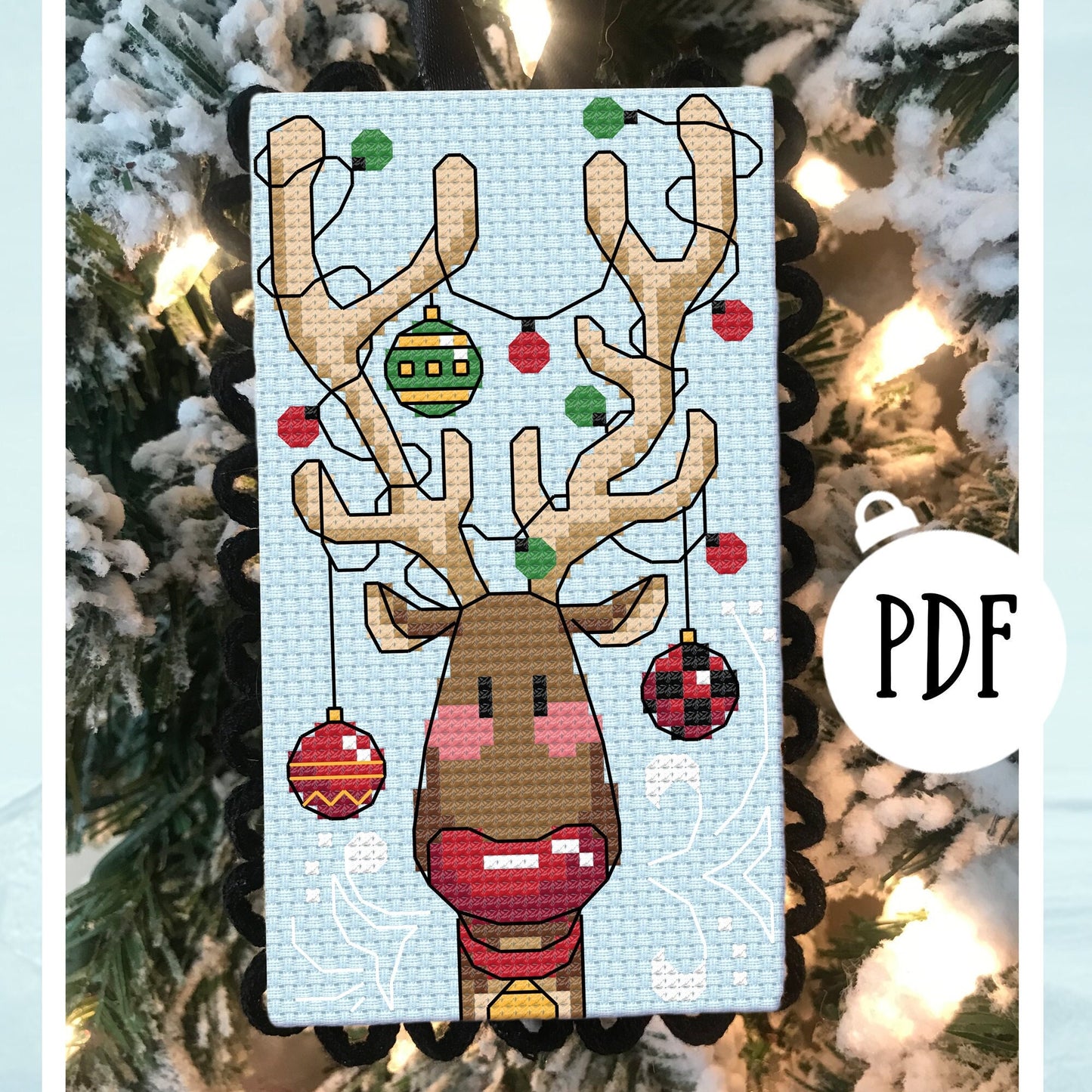 Rudolph the red nosed Reindeer Cross Stitch Pattern - Digital Download