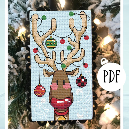 Rudolph the red nosed Reindeer Cross Stitch Pattern - Digital Download