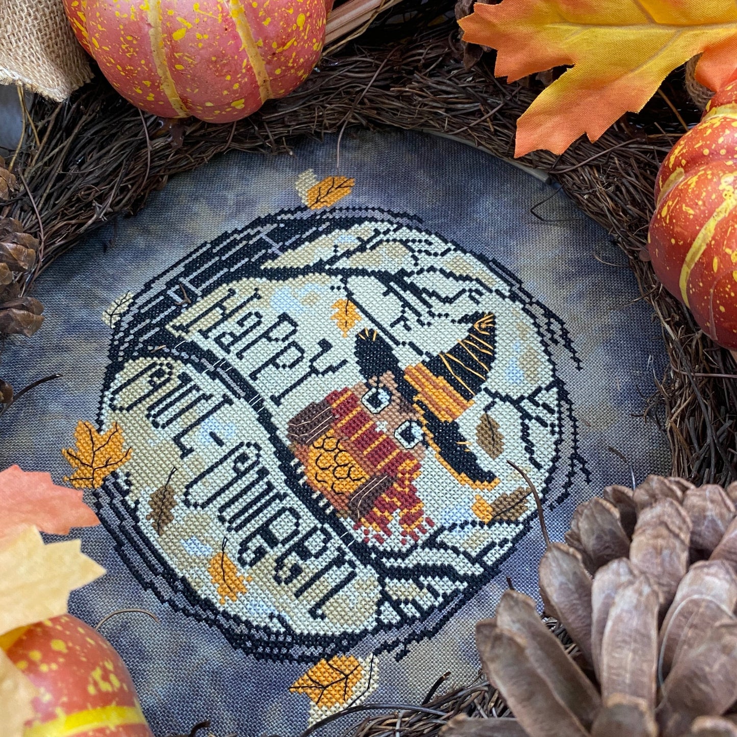 Happy Owl-Oween Cross Stitch Pattern - Physical Leaflet