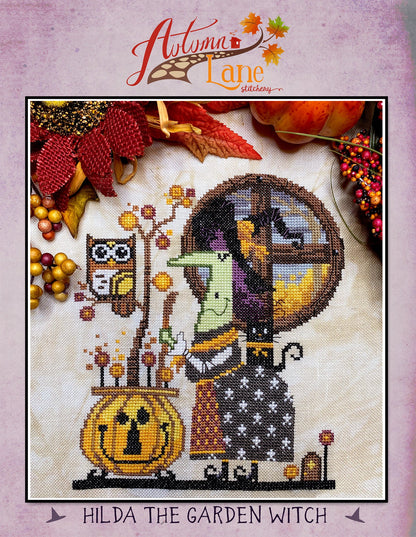 Hilda the Garden Witch Cross Stitch Pattern - Physical Leaflet