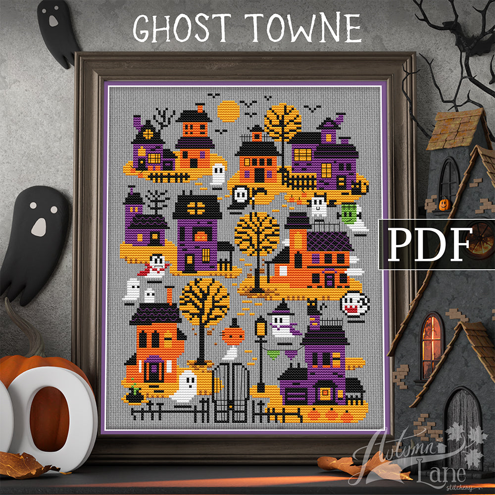 Ghost Towne Cross Stitch Pattern - Digital Download