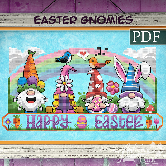 Easter Gnomies Cross Stitch Pattern - Digital Download