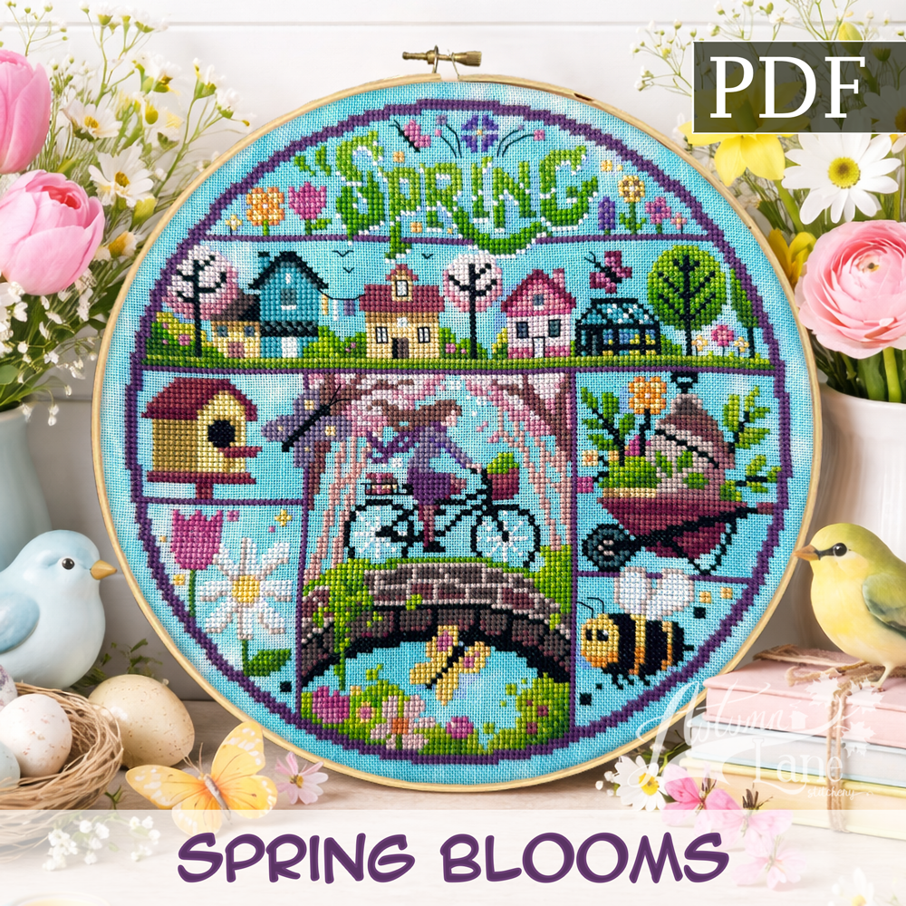 Spring Blooms Cross Stitch Pattern - Digital Download