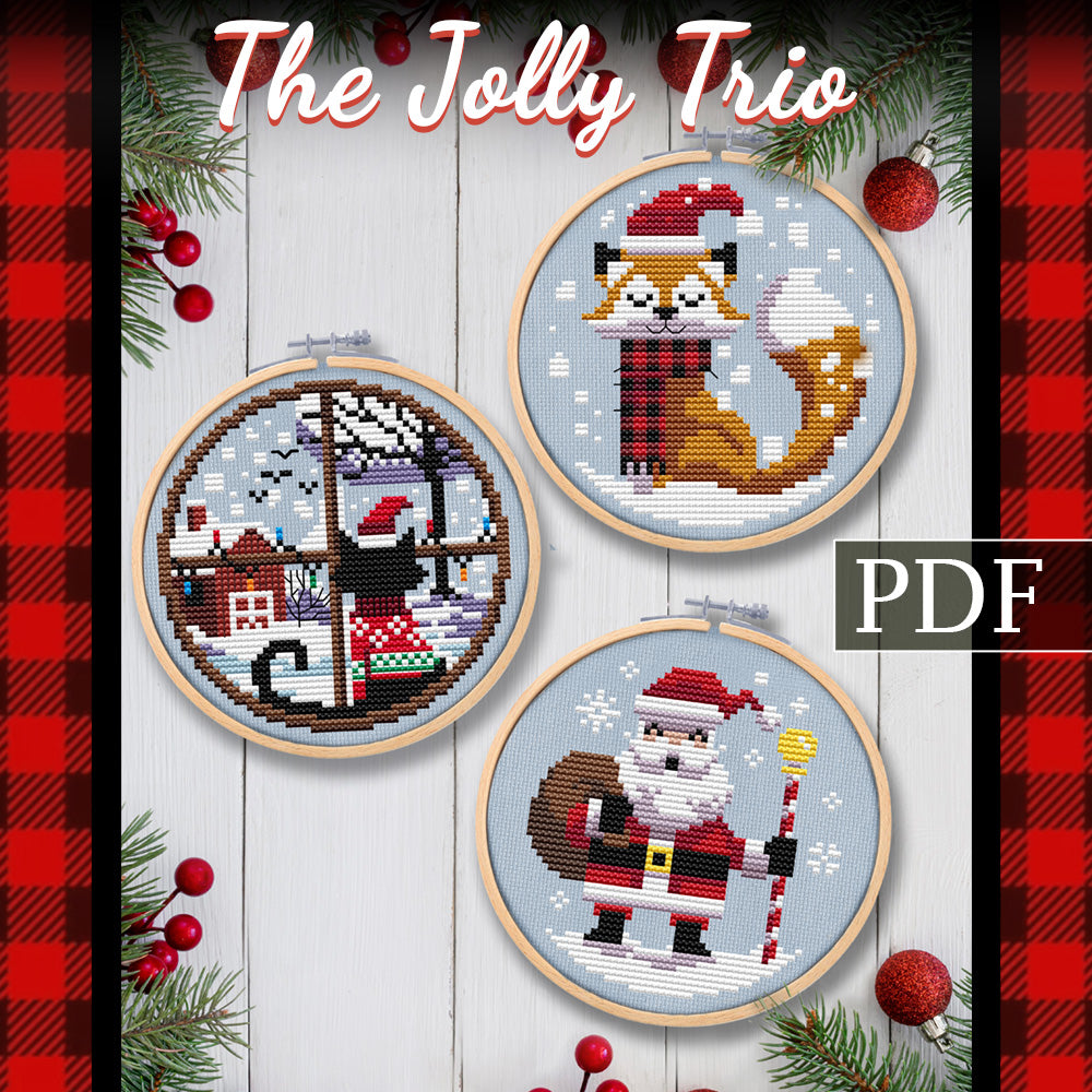 The Jolly Trio Cross Stitch Pattern - Digital Download