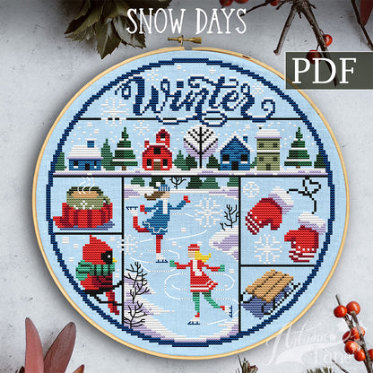Snow Days Cross Stitch Pattern - Digital Download