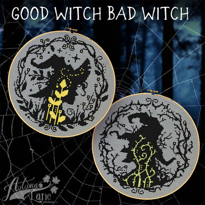 Good Witch Bad Witch Cross Stitch Pattern - Physical Leaflet