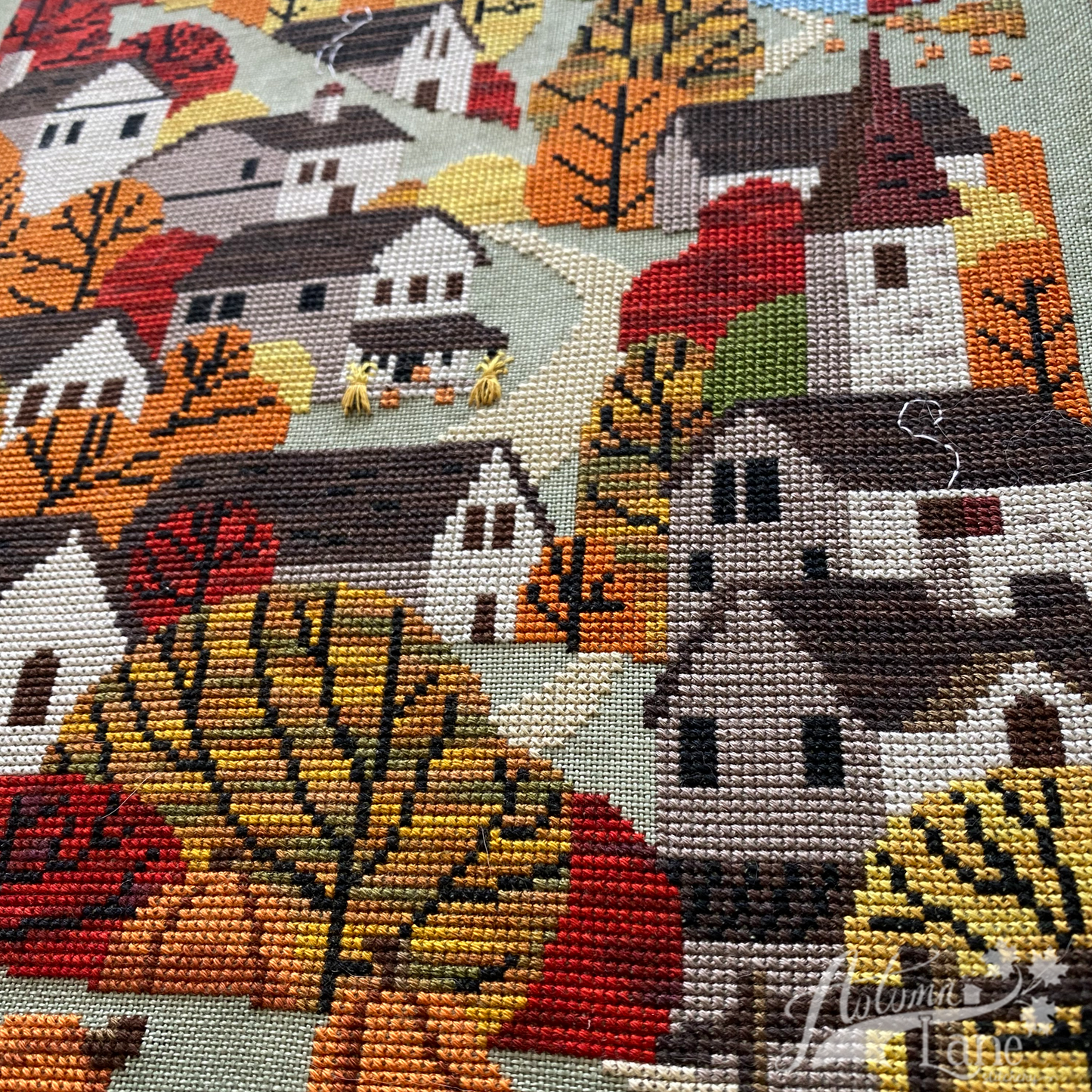 Autumn Towne Cross Stitch Pattern - Physical Leaflet