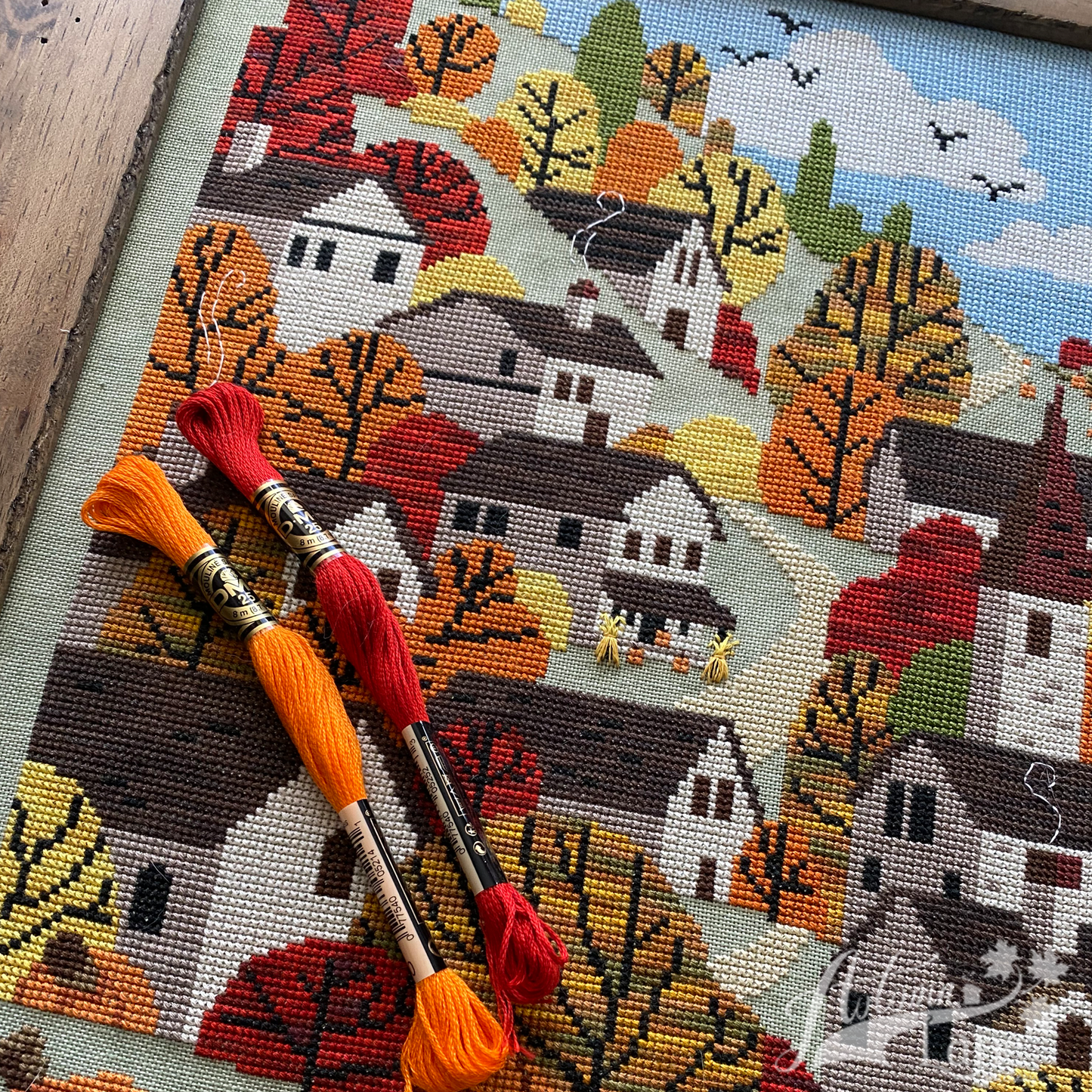 Autumn Towne Cross Stitch Pattern - Physical Leaflet