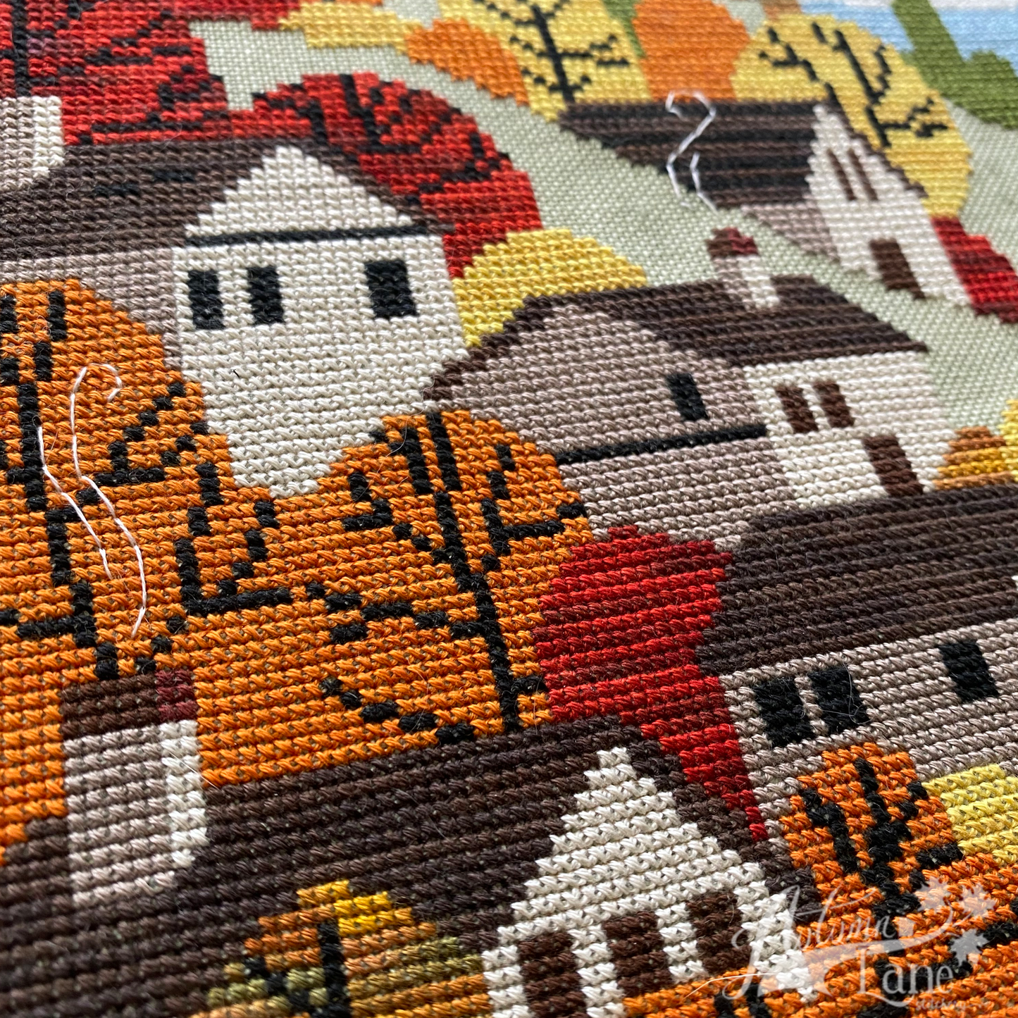 Autumn Towne Cross Stitch Pattern - Physical Leaflet