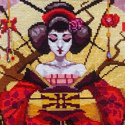 Sakura The Geisha Cross Stitch Pattern - Physical Leaflet