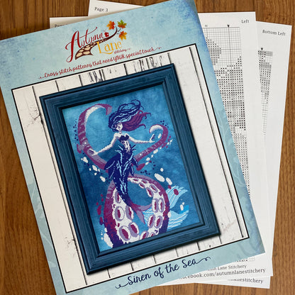 Siren of the Seas Cross Stitch Pattern - Physical Leaflet