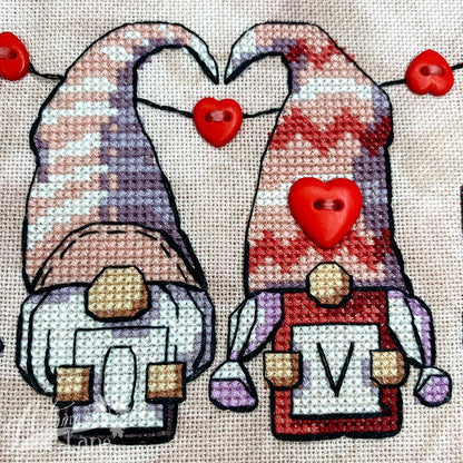 Valentine's Gnomies Cross Stitch Pattern - Physical Leaflet