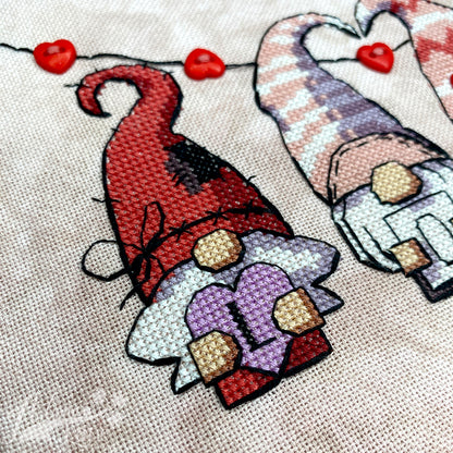 Valentine Gnomies Cross Stitch Pattern - Digital Download