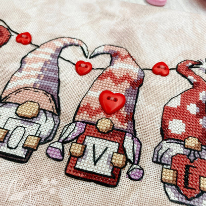 Valentine Gnomies Cross Stitch Pattern - Digital Download