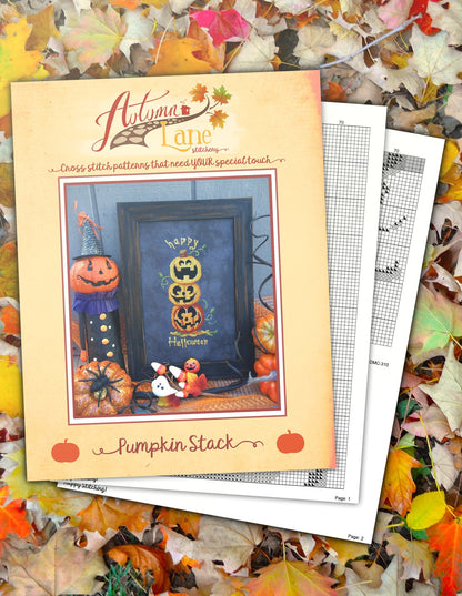 Pumpkin Stack Cross Stitch Pattern - Physical Leaflet