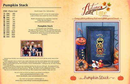 Pumpkin Stack Cross Stitch Pattern - Physical Leaflet