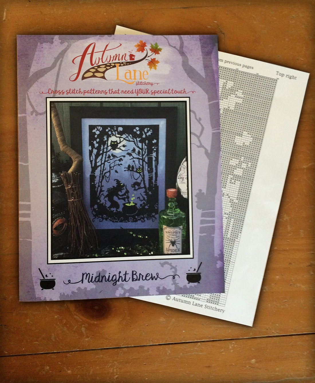 Midnight Brew Witch Cross Stitch Pattern - Physical Leaflet