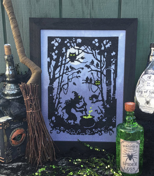 Midnight Brew Witch Cross Stitch Pattern - Physical Leaflet