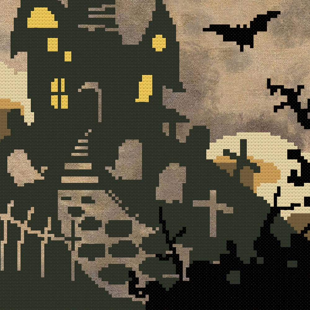 Hallows' Eve Haunting Cross Stitch Pattern - Digital Download