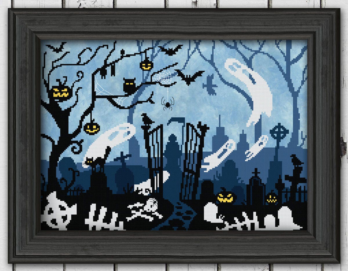 Lost Souls Cemetery Cross Stitch Pattern - Digital Download