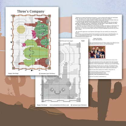 Three's Company Cross Stitch Pattern - Digital Download