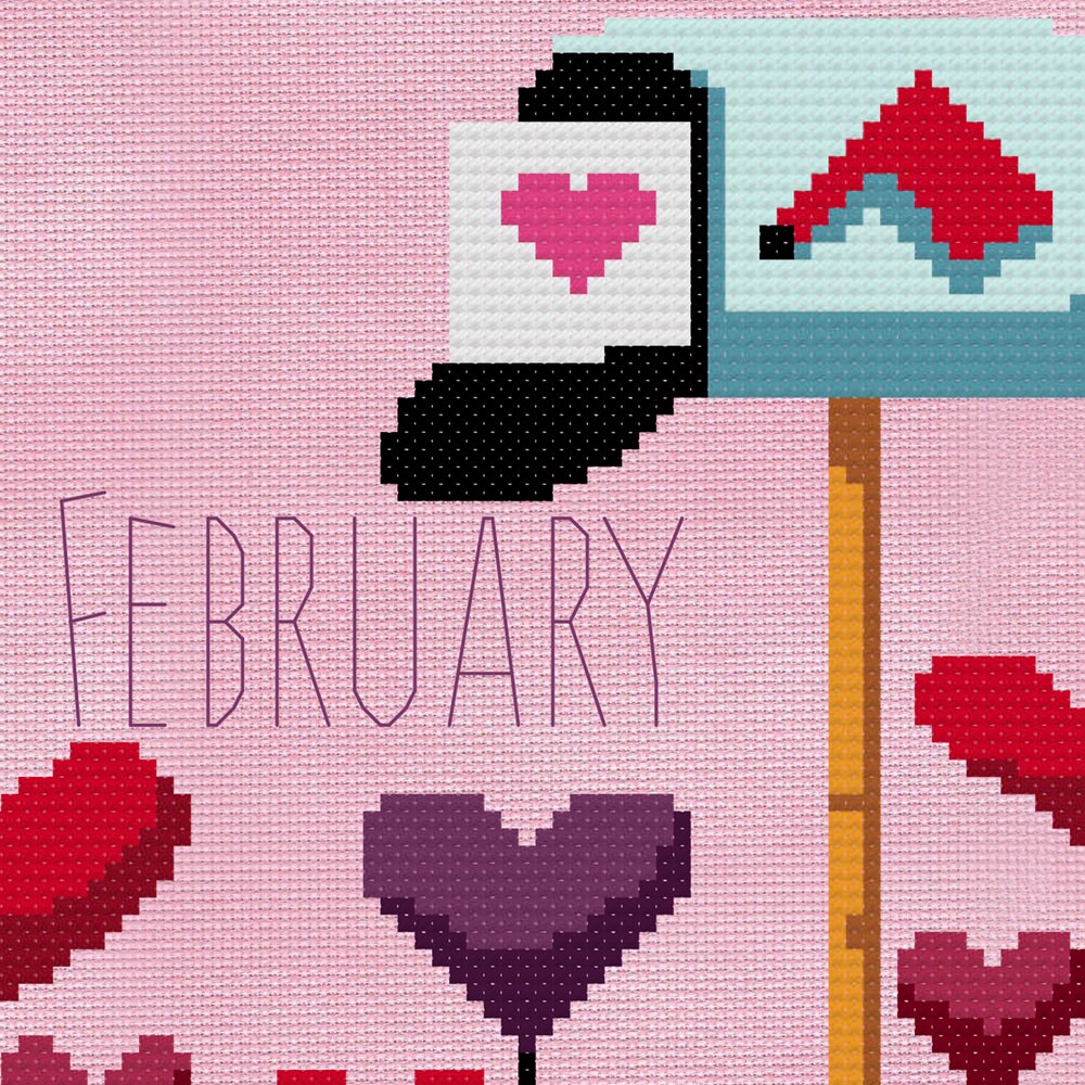 You've got mail February Cross Stitch Pattern - Digital Download