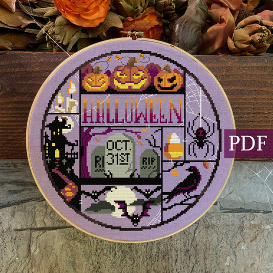 Halloween Night Cross stitch Pattern - Digital Download